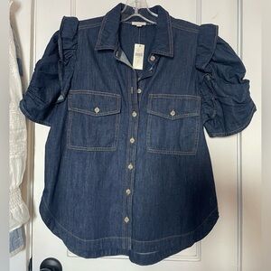 Pilcro Blue Denim Button-Up Top